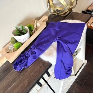 Lululemon Size 6 In The Flow Crop II Leggings Seamless Ruched Yoga Purple -Bins